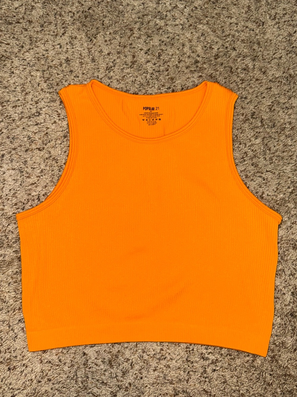 Popular 21 Women's Orange Ribbed Crop Tank